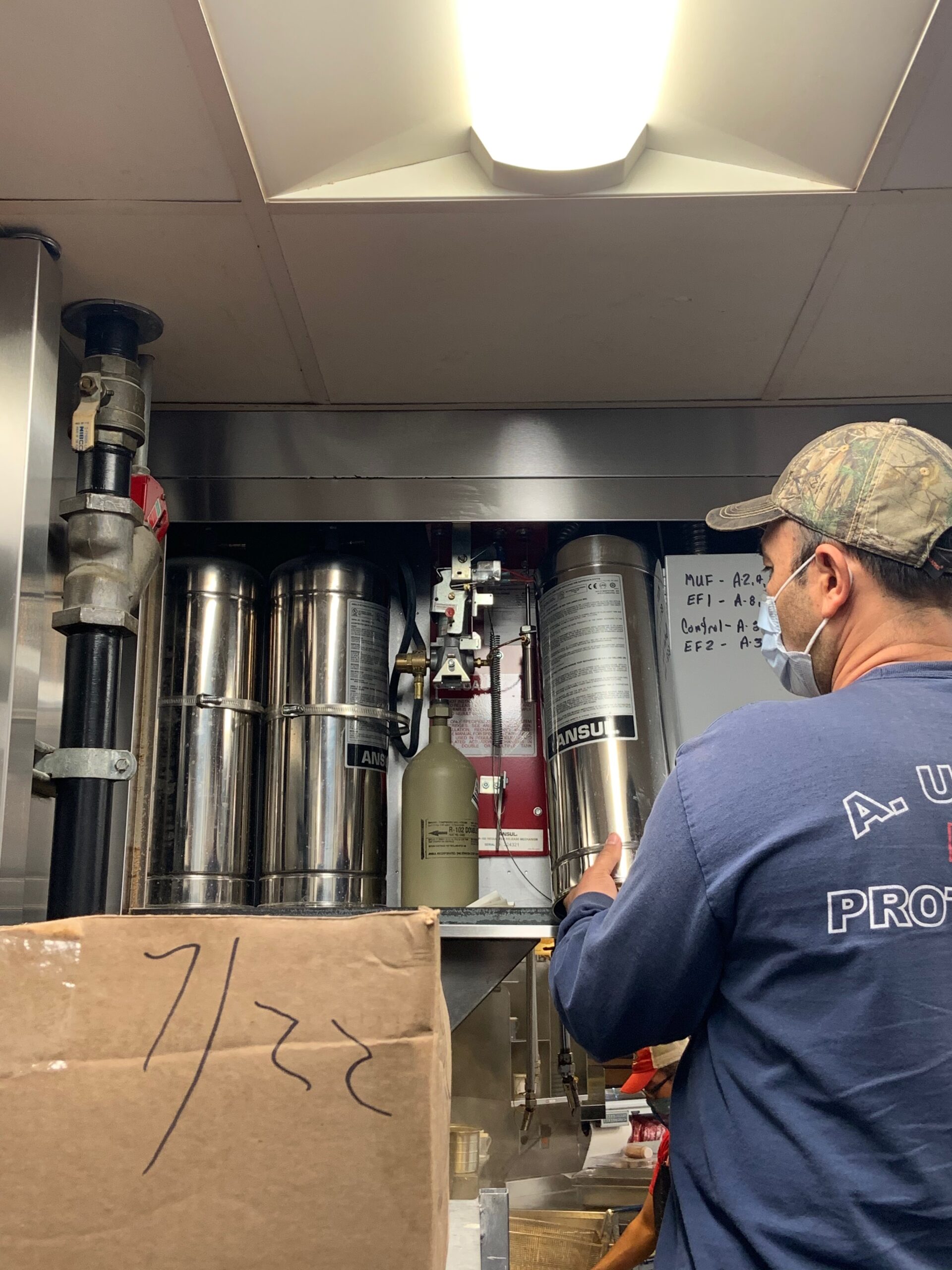 Fire Protection Technicians Working in Mechanical Room
