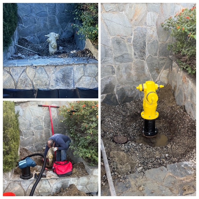 Outdoor Concrete Pit with Exposed Piping and Water During Inspection Work